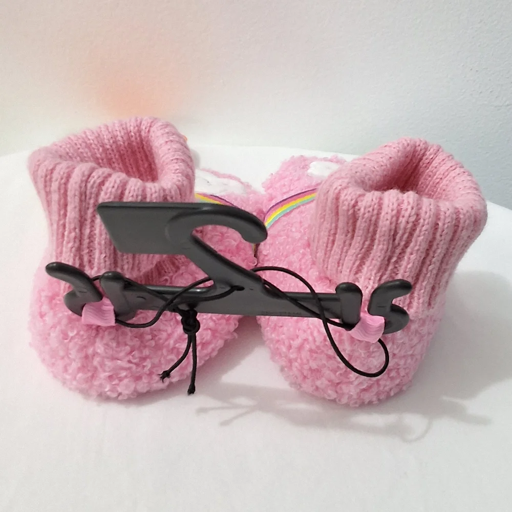 Baby Girl Pink Rainbow Bootie Slippers, Size 2, NEW With Tag